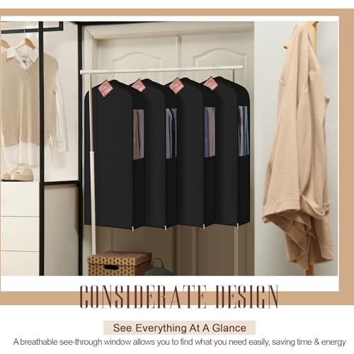 Briwooody Cotton Garment Bags, 2 Sets,Moth Protection,40 x 24 x 6 in, Black - color: Black, size: 40 x 24 x 6 Inch