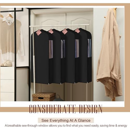 Briwooody Cotton Garment Bags, 2 Sets,Moth Protection,40 x 24 x 6 in, Black - color: Black, size: 40 x 24 x 6 Inch