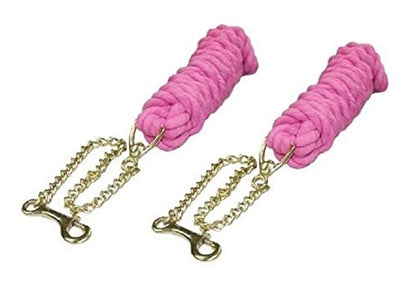 Derby Originals Cotton Lead Rope with Chain for Horse Lot of 2 - color: Pink