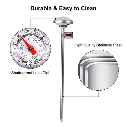 2 PCS Meat Thermometer for Grilling, Food Thermometer for Cooking, Milk, Meat Thermometers for Grilling Cooking, Kitchen Instant Read Thermometer, Pocket Thermometers Food Temperature Probe