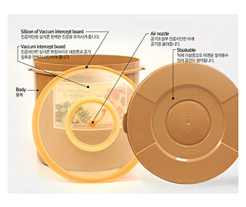 E-Jen Premium Kimchi, Sauerkraut Container Probiotic Fermentation with Inner Vacuum Lid Round (8.4 gal/ 32L) - size: 32 l