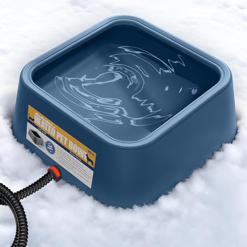Heated Water Bowl for Dogs & Cats, 3.5L/120oz Large Heated Dog Bowl for Pets, Livestock & Outside Animal, Safe Anti-Tip Heated Pet Bowl for Indoor/Outdoor, Melts Ice, Wide Mouth, 25W, Blue - color: Blue
