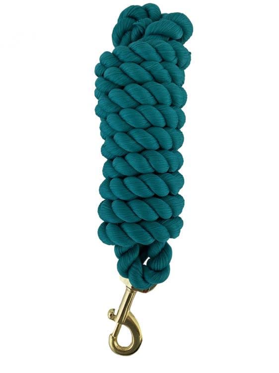 8' Braided Poly/Cotton Lead Rope w/Brass Plated Snap - color: Teal