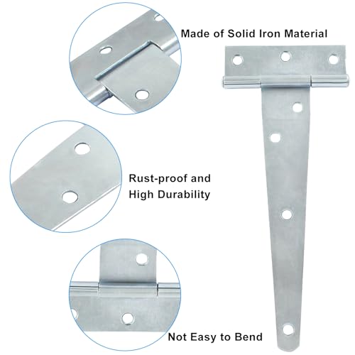 Murtenze 6-Pack 6 Inch Silver T-Strap Shed Hinge - color: Silver, size: 6 Inch - 6Pack