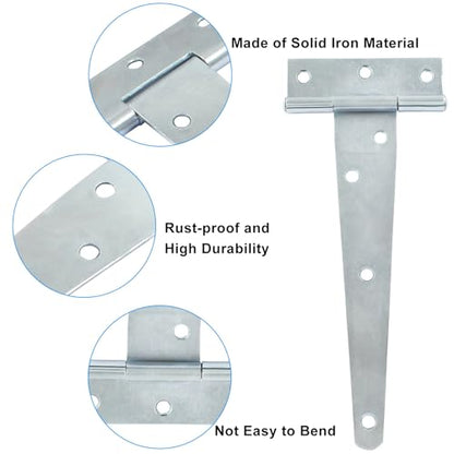 Murtenze 6-Pack 6 Inch Silver T-Strap Shed Hinge - color: Silver, size: 6 Inch - 6Pack