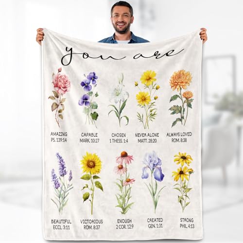 Christian Gifts for Women - Christian Blanket Birthday Gifts for Women Inspirational Religious Gifts for Sister Friend Daughter Mom Bedroom Living Room Decor Soft Plush Throw Blankets 50''x60'' - color: Floral, size: 50"x60"