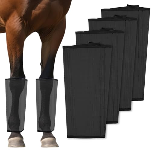 Mesh Horse Fly Boots, Set of 4, Black - color: Black