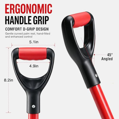 Heavy Duty Garden Fork, 4-Tine Digging Fork with Ergonomic Fiberglass Handle, Pitch Fork, 44 Inch Spading Fork for Compost, Mulch, Hay & Soil