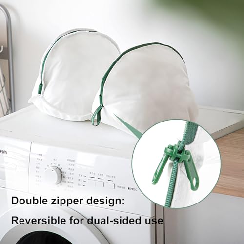 Round Reversible Laundry Net, 2-Size Mesh Laundry Bag Set, Fine Mesh Wash Bags for Delicates, Lingerie, Bras, Socks, White