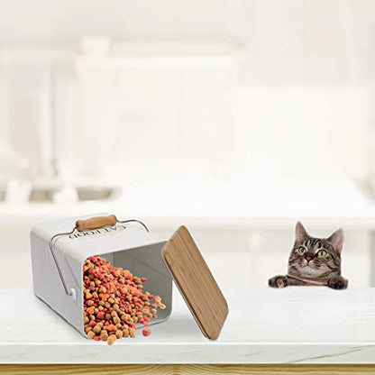 Farmhouse Cat Food Storage Container,6L Cat Food Canisters,Pet Foods Container Hold 5~6lbs Cat Food Treats,Airtight Cats food Storage with Lid and Scoop,Kibble Containers Countertop-White - color: white