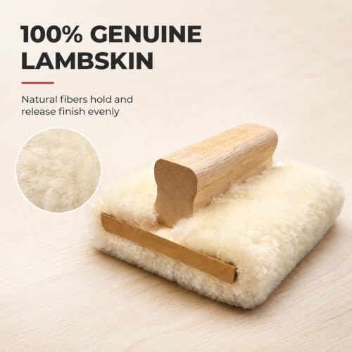 5'' Genuine Lambskin Hand Stainer Block & Pad – Premium Staining Applicator for Wood, Polyurethane, & Faux Finishes – Professional-Grade, Smooth & Even Coverage (3)