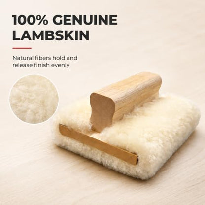 5'' Genuine Lambskin Hand Stainer Block & Pad – Premium Staining Applicator for Wood, Polyurethane, & Faux Finishes – Professional-Grade, Smooth & Even Coverage (3)