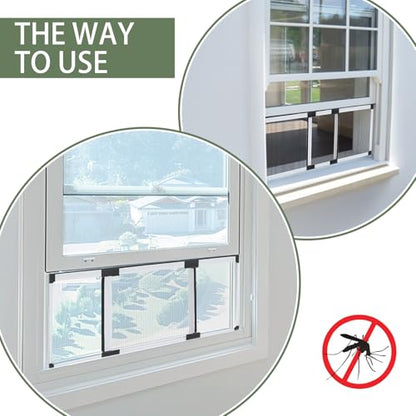 FLYZZZ Adjustable Sliding Window Screen, 2 Ways Aluminum Frame Expandable Window Screen (15.74 ''h x21-40''w)or Convert to Vertical (21.65"h x 15-28"w), B - color: 1 Pack, size: 15.74 Inches High By 21-40 Inches Wide