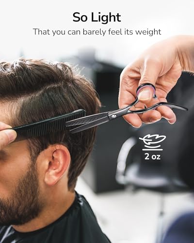 ULG Hair Thinning Scissors Professional Barber’s Texturizing Teeth Shears for Hairdressing, Salon and Home Use Thinning Shears for Hair Cutting, Made of Japanese Stainless Steel, 6.5 inch - color: Black