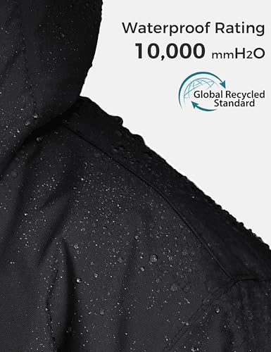 ZSHOW Girls' Ski Jacket Waterproof Fleece Raincoat Windproof Winter Coat - color: Black, size: 8