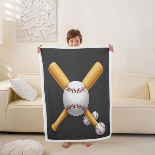 Feelyou Sports Baseball Fleece Throw Blanket with 3D Baseball Bat Print, Sherpa Plush Blanket for Kids, Boys & Teens, 30" x 40", Gray - color: Multi 10, size: 30" x 40"
