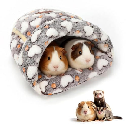 YUEPET Guinea Pig Bed Cuddle Cave, Warm Fleece Hideout, White Heart - color: White Heart, size: 1PCS