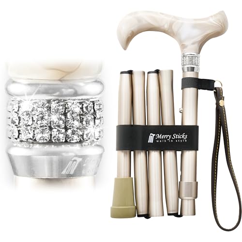 Merry Sticks Rhinestone Foldable Walking Cane for Women and Men, Royal Gold - color: Royal Gold, size: Classic Grip