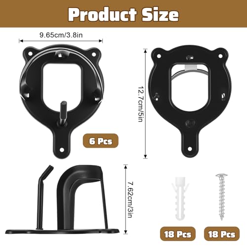 6 Counts Horse Bridle Rack, Metal Bridle Holder with Tubes and Screw, Heavy-Duty Horse Tack Storage Halter Hanger for Tack Room/Horse Blanket Rack/Bridle Holder Wall Mount, Black