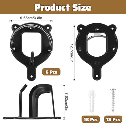 6 Counts Horse Bridle Rack, Metal Bridle Holder with Tubes and Screw, Heavy-Duty Horse Tack Storage Halter Hanger for Tack Room/Horse Blanket Rack/Bridle Holder Wall Mount, Black