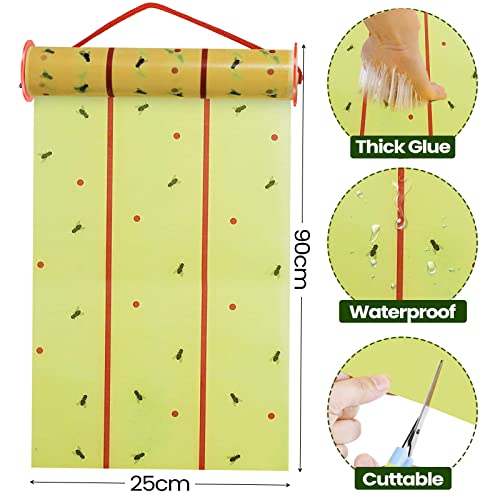 Qualirey 20 Pcs Giant Flypaper Fly Traps, 295ft Sticky Fluorescent Green - color: Yellow