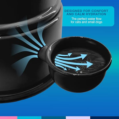 Pet Water Dispenser for Dogs and Cats, 47.3 oz – Gravity-Fed Aluminum Water Bowl, Prevents Wet Fur, Provides Continuous Fresh Water, Electrostatic Coated Finish, Vida Mansa (Black) - color: Black