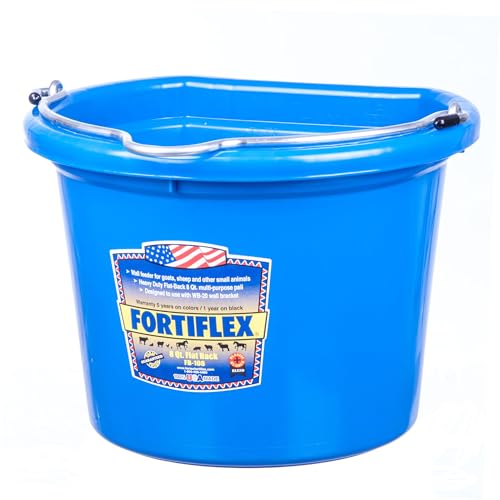 Fortiflex Flat Back Feed Bucket for Dogs/Cats and Small Animals, 8-Quart, Blue