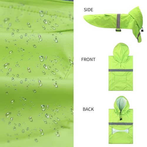 NACOCO Large Dog Raincoat Adjustable - Pet Water Proof Clothes Lightweight Rain Jacket Poncho Hoodies with Strip Reflective (M, Green) - color: Green, size: Medium (Pack of 1)