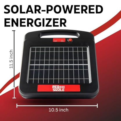 Electric Fence Charger | Solar Red Sizzle 9S | Solar Powered Electric Fence Energizer | 1.35 Joule | Powerful Charger for Electric Fence