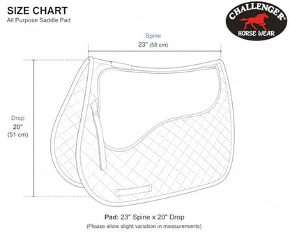 CHALLENGER Horse 23" x 20" English All-Purpose Contoured Quilted Trail Saddle Pad 72143 - color: 퍼플.