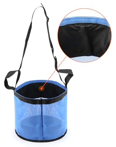 QWORK 2 Pack Horse Feed Bag for Grain - Durable Mesh Grain Feeder with Adjustable Strap, Comfortable Neck and Nose Pad Horse Muzzle Feed Bag, for Feeding Grain, Powder, Supplements, Blue