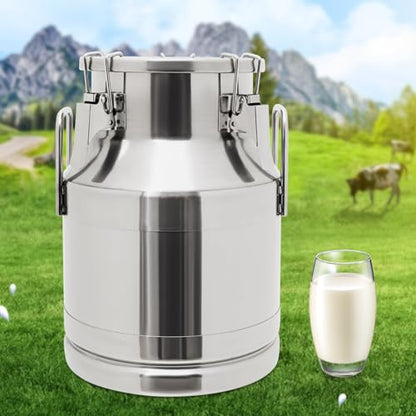 2.64Gal Stainless Steel Milk Can Milk Jug with Lid Sealed Wine Pail Bucket Heavy Duty Transport Barrel Liquid Storage Container for Home, Farm (10L/2.64Gal 201 SS) - size: 337.9 Ounces