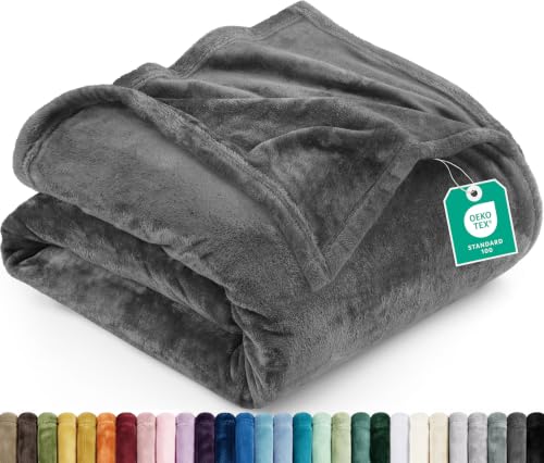 Utopia Bedding Ultra Soft Fleece Bed Blanket Queen Size Grey (90x90 Inches) - color: Grey, size: Queen (90x90 Inch)