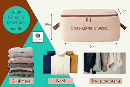 100% Cotton Cashmere & Wool Storage Bag – Breathable Sweater Storage Bag for Cashmere, Wool, Knitwear & Delicate Garments – Dust & Moisture Protection - size: Cashmere Bag