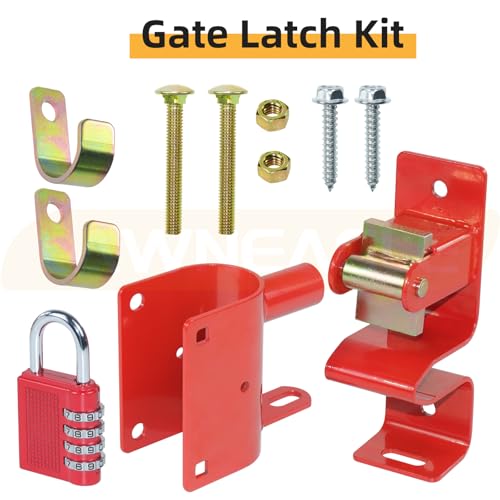 Red One Way Gate Latch – Heavy Duty Farm Gate Latch - color: 1 Pack Red One Way Gate Latch