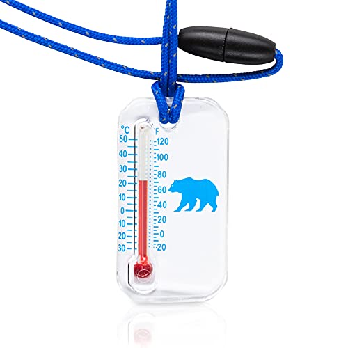 Big Discoveries Wildlife Zip-o-gage - Outdoor Thermometer for Kids with UV Exposure Decal | Reflective Breakaway Lanyard and Fun Animal Designs | Camping and Hiking Accessory for Children - style: Blue Bear