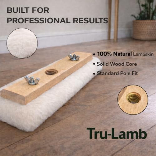 Tru-Lamb 10" Lambskin Floor Applicators (3-Pack) – 100% Natural Lambswool Applicator for Polyurethane, Stain, Wax & Floor Finish – Professional Lint-Free Applicator for Hardwood Floors