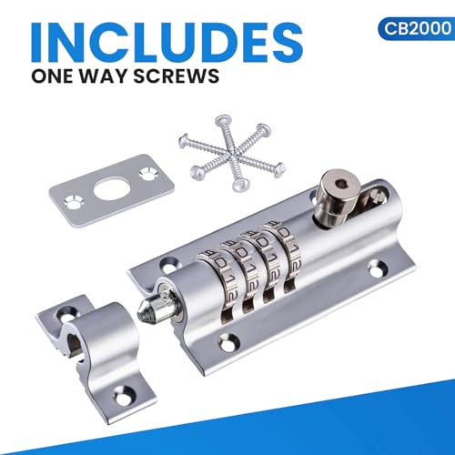 CB2000-CHR 4-Dial Combination Sliding Bolt Latch with Chrome Finish - color: Chrome
