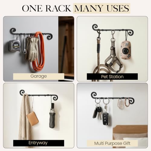 RTZEN Farmhouse Small Key Holder for Wall, Wrought Iron Wall Mount Rack - style: Classic