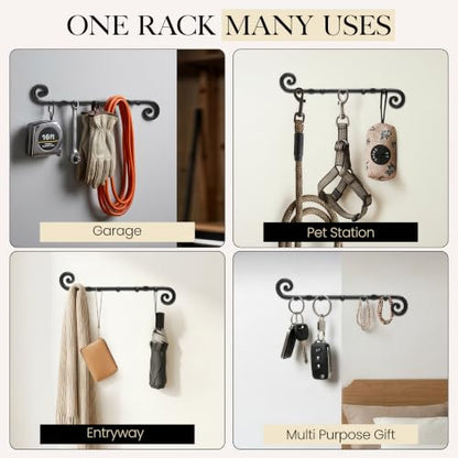 RTZEN Farmhouse Small Key Holder for Wall, Wrought Iron Wall Mount Rack - style: Classic
