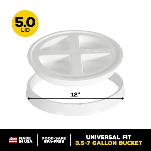 Vittles Vault Gamma Seal Lid for 3.5 to 7 Gallon Buckets, Airtight - color: White, size: Fits 3.5, 5, 6, & 7 Gallon Buckets