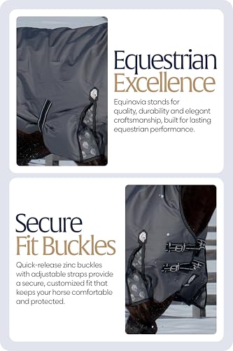 Equinavia Arktis Extended Neck Mid Weight Turnout Blanket 200g - Charcoal Gray - 69 in - color: Charcoal Gray, size: US 69 in