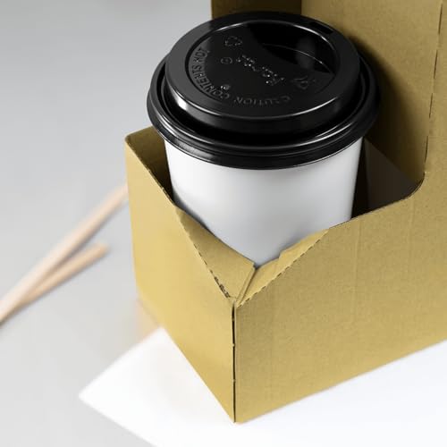 Karat Cardboard Drink Carrier with Handle [250 ct] – Sturdy 2-Cup Coffee Carrier for Hot/Cold Beverages, Fits 12-32 oz Cups, Disposable To-Go Cup Holder - size: 2-Cup