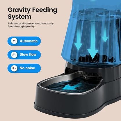 Automatic Dog Water Dispenser, Stainless Steel Bowls Feeder, 100% BPA-Free - color: Dark Grey, size: 1.6 Gallon