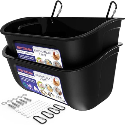 Goovilla Chicken Feeder Waterer, Hanging or Screw-in, 2 Pack 5 Quart, Black - color: Black, size: 5 Quart