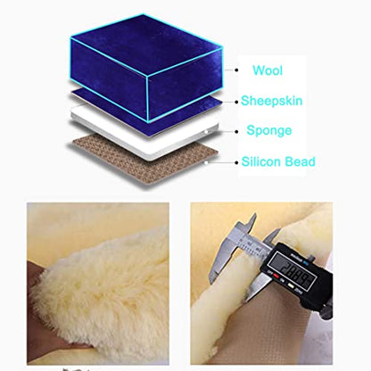 OGLAND Blue Fuzzy Sheepskin Car Seat Cover | Soft Natural Fur Wool Cushion - color: Blue