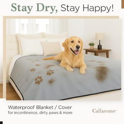 Callarome Waterproof Blanket for Bed & Couch Protection, Grey, 50"x60" - color: Warm Gray / Cool Gray, size: 50x60 inch