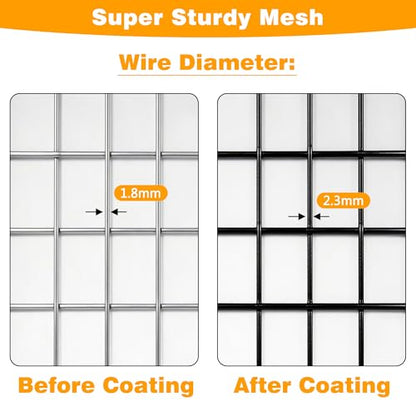 Black PVC Coated Welded Wire Fencing, 60in High x 100ft Long, 2 inch x 4 inch 14GA 2/3/4/5/6 Ft Tall Welded Wire Fence Rolls, Black Metal Garden Fence Wire Roll Garden Fencing for Yard - color: Black, size: 2"x4" 14GA 60" x 100'
