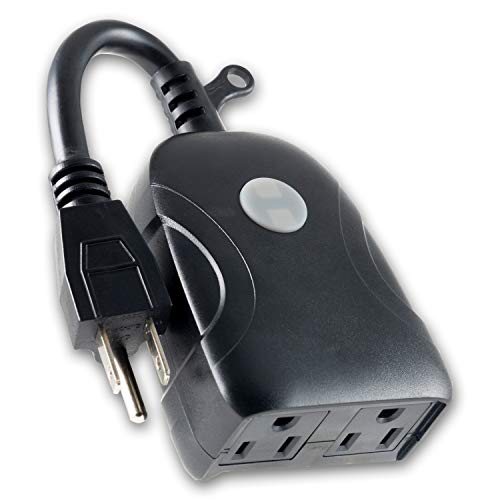 UltraPro Outdoor Smart Plug, 2 Grounded Outlets, Black, 1 Pack | Outdoor Use, Weather Resistant, Simultaneous Outlet Control, No Hub Required, Works with Alexa & Google Home