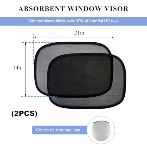 2PCS Car Window Shades for Baby, 21"x14" Cling Car Shades Provide Glare and UV Rays Protection for Your Child, Mesh Sun Shade Blocker Window Screens for Side Windows (Transparent) - color: Transparent